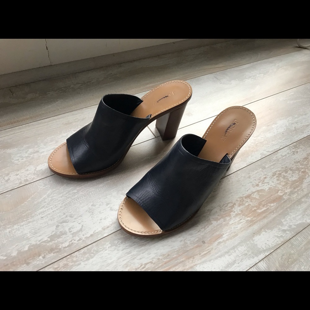 J. Crew Navy Heeled Mules